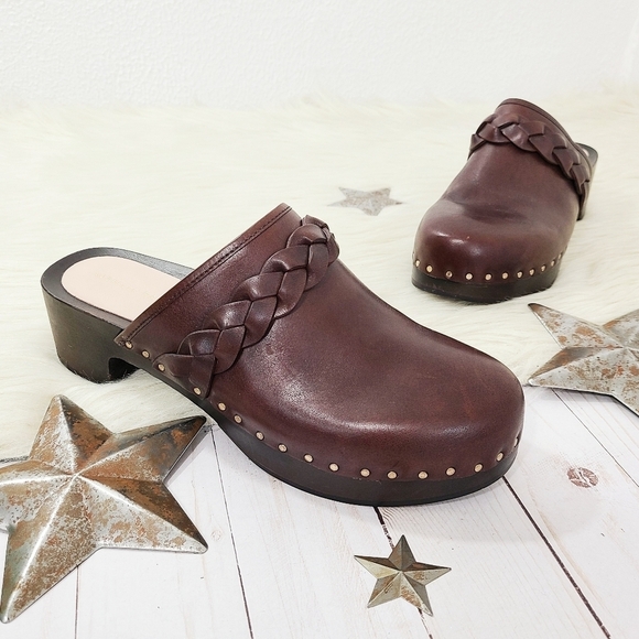 Loeffler Randall Shoes - Loeffler Randall Polina Braided Leather Clog Mule womens Espresso Brown size 8